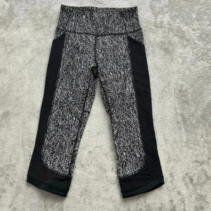 Lululemon Leggings Womens 2 Fit Physique Crop Luon Suited Jacquard Black White